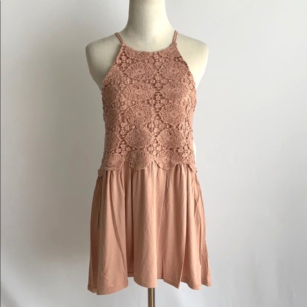 SOLD! Altar'd State Mauve Crochet Detail Tunic